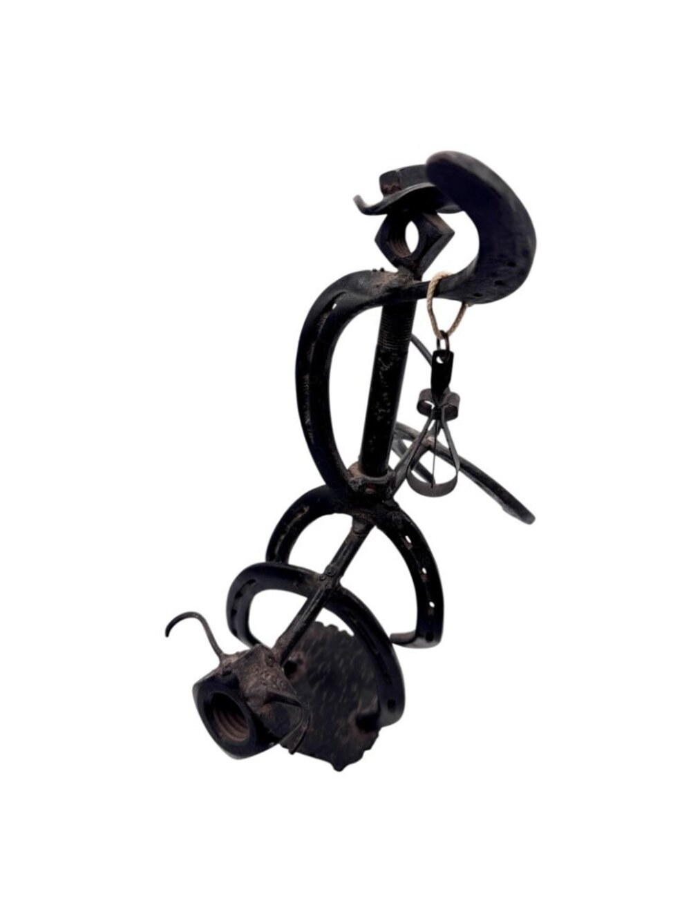 Vintage Western Folk Art Cowboy Bull Rider Iron Sculpture Handmade 14" x 7" OOAK - Picture 7 of 15